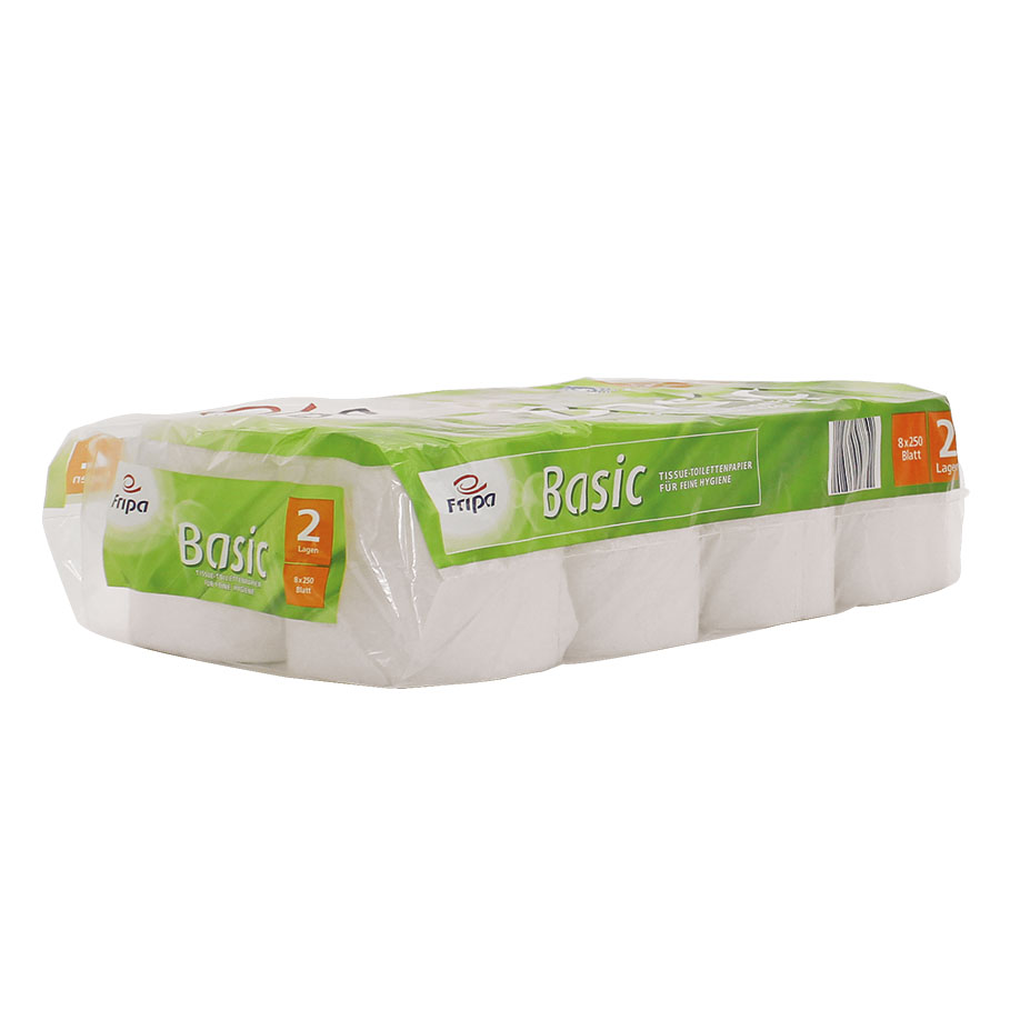 Fripa - Toilettenpapier basic, 2-lagig (8 Pack à 8 x 250 Bl.)