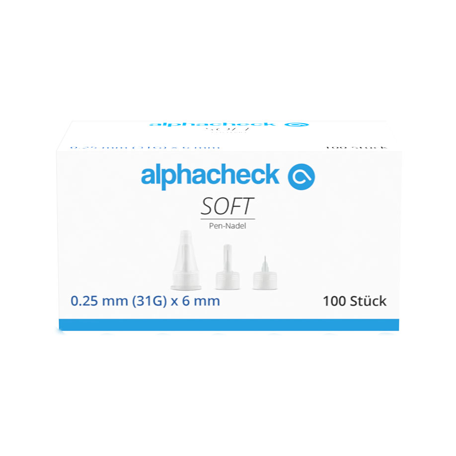 alphacheck soft Pen-Nadeln 6 mm mit alphacheck Entsorgungsbox 0,2 Ltr.