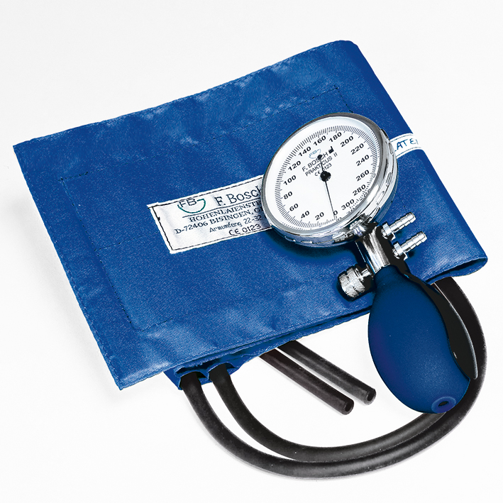 Prakticus II Blutdruckmessgerät Ø 68 mm 2-Schlauch, blau, kpl. im Etui