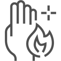 Ein Icon repräsentiert die Wirkung von Zinkleimverbänden bei Verbrennungen
