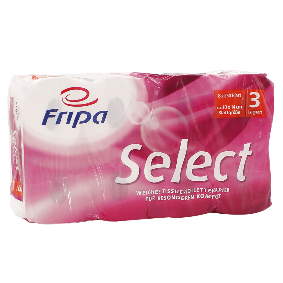 Fripa - Toilettenpapier select, 3-lagig (6 Pack à 8 x 250 Bl.)