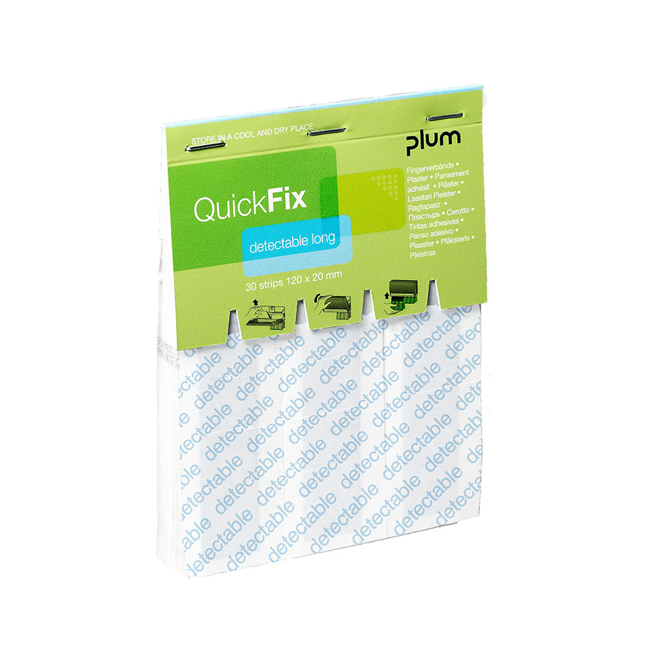 QuickFix Detectable long Refill Pflaster 12 x 2 cm (30 Strips)