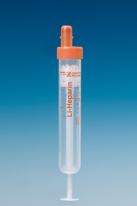 S-Monovetten 9 ml, 92 x 16 mm, Lithium-Heparin, steril (50 Stck.)