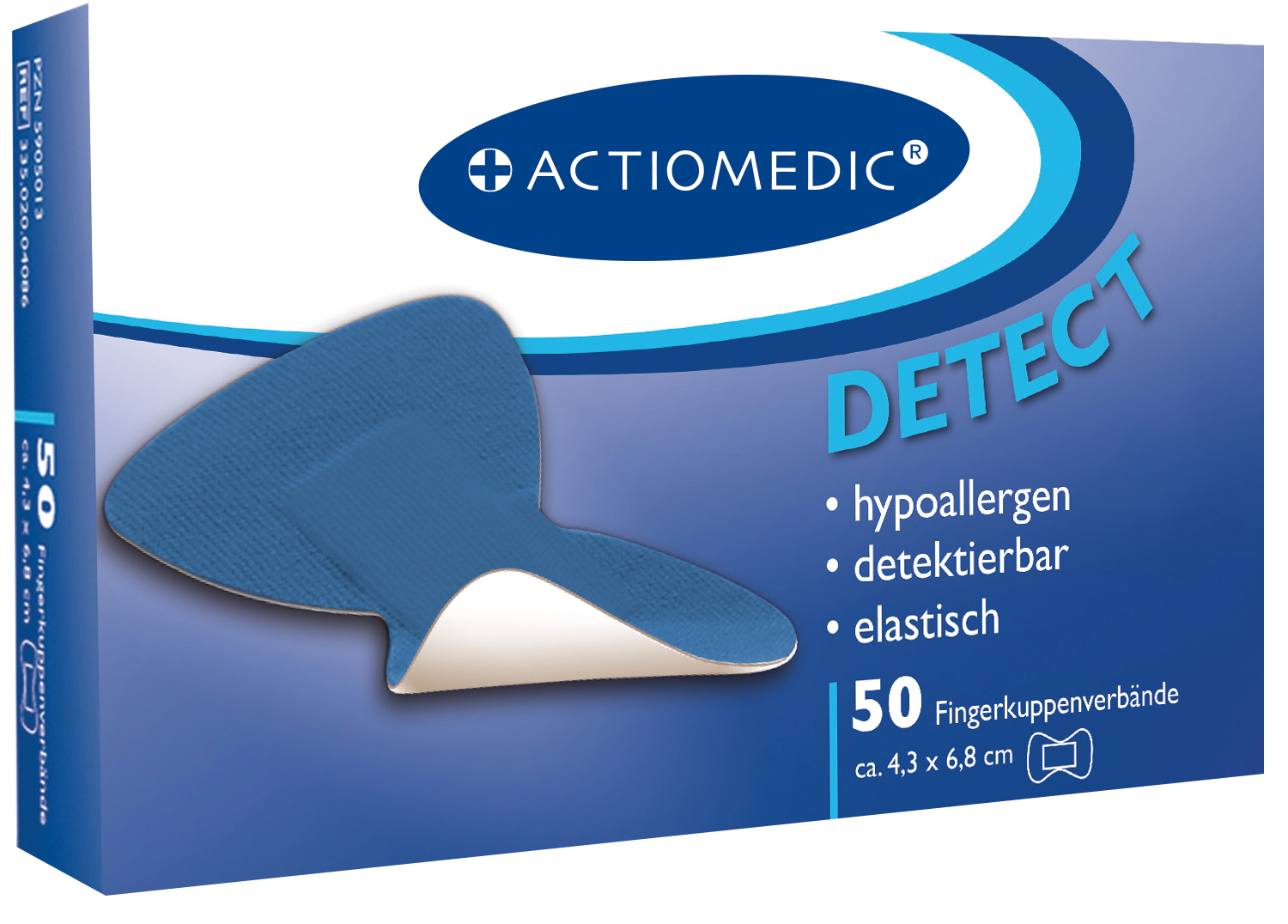 Actiomedic DETECT + ELASTIC Fingerkuppenverband 43 x 68 mm 50 Stück