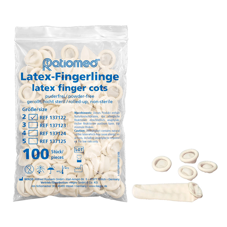 Fingerlinge ratiomed Latex S Gr. 2 (100 Stck.)