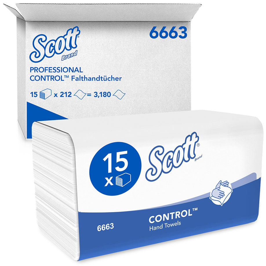 SCOTT Control Falthandtücher weiß, 1-lagig, 21,5 x 31,5 cm (15 x 212 Bl.)