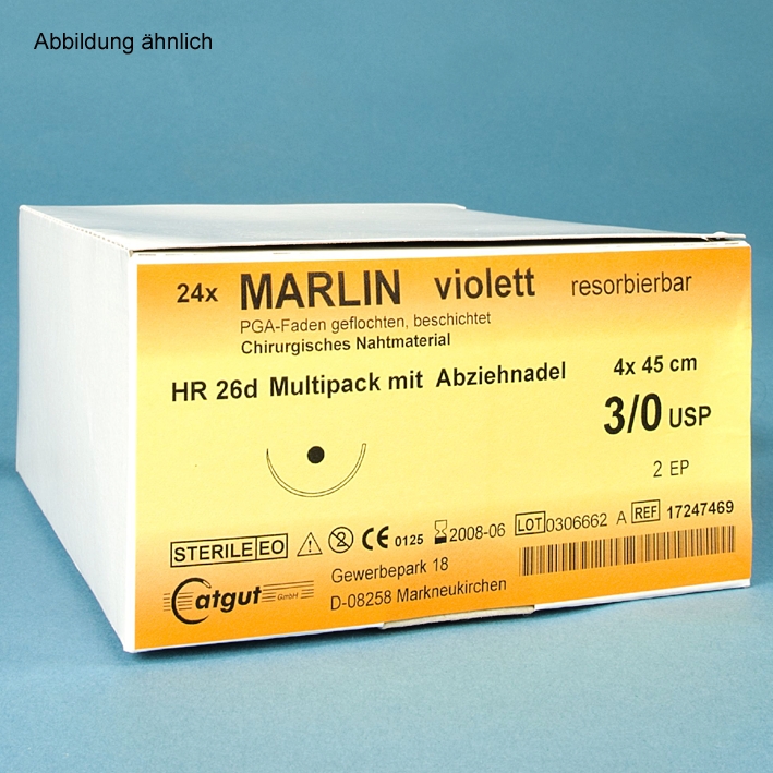 MARLIN HR 22 2/0=3, violett, Nahtmaterial Fadenlänge 70 cm (24 Stck.)