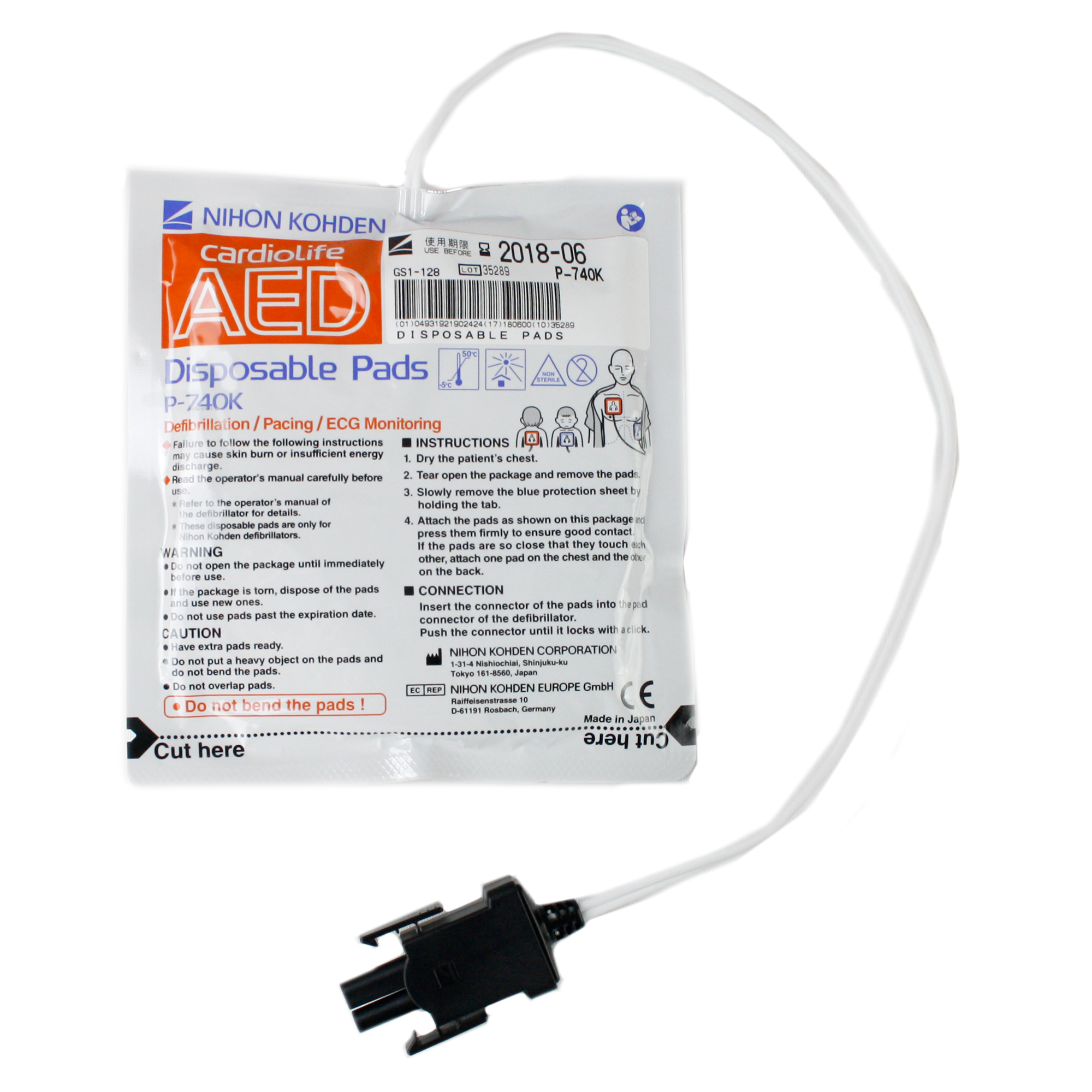 Nihon Kohden Cardiolife AED Elektroden für AED-3100 Erwachsene/Kinder