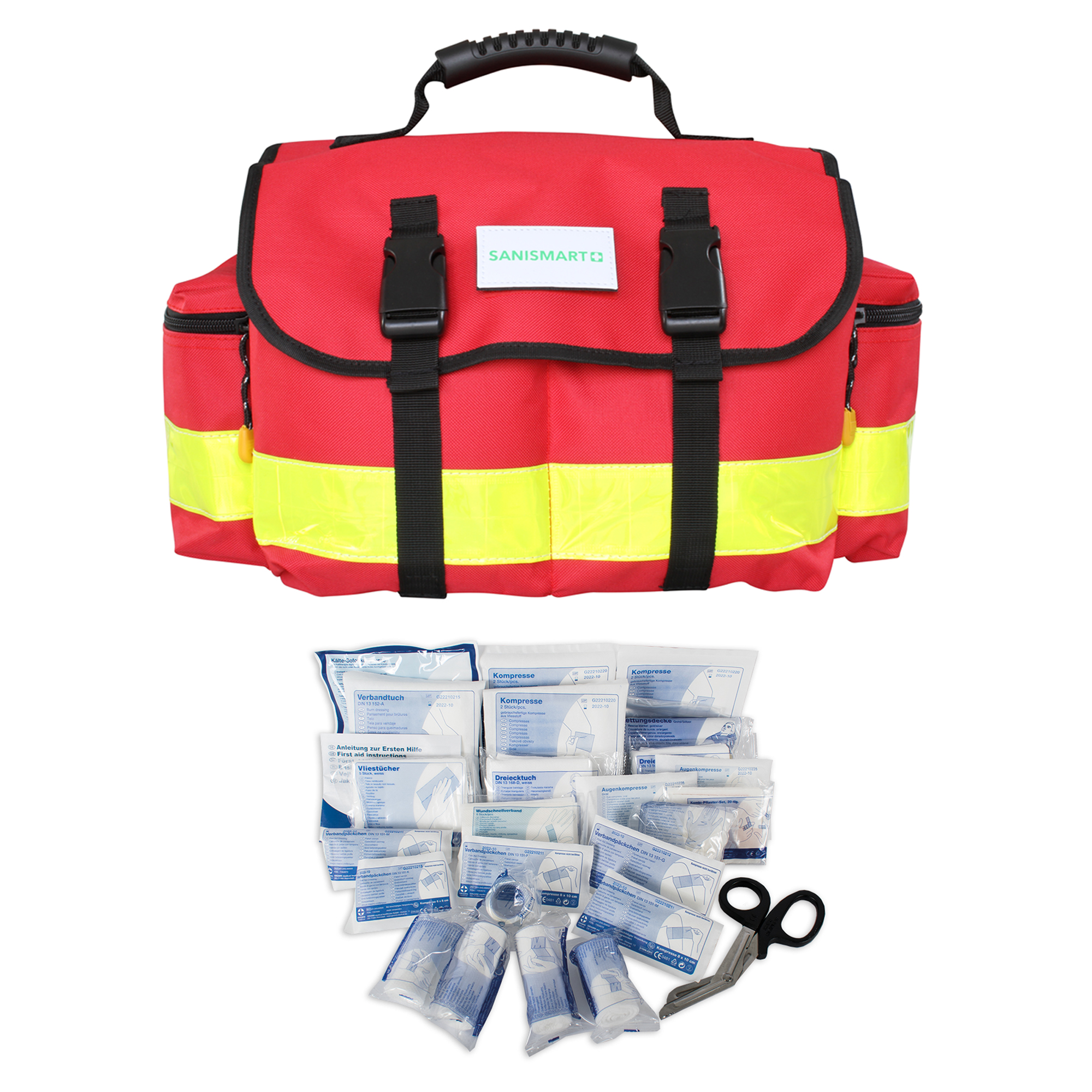 SANISMART Erste-Hilfe-Tasche Office Rot Nylon mit DIN Füllung 13157:2021-11