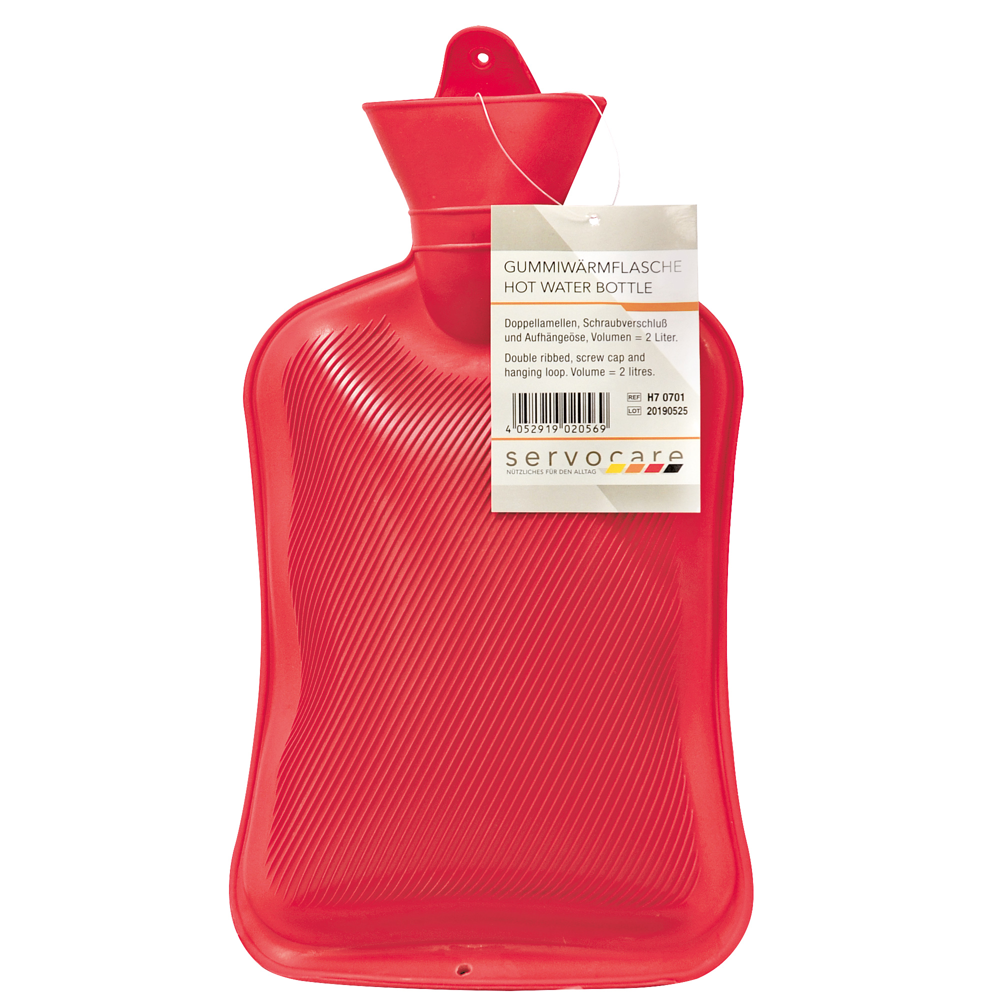 Wärmflasche Servocare 2 Liter rot