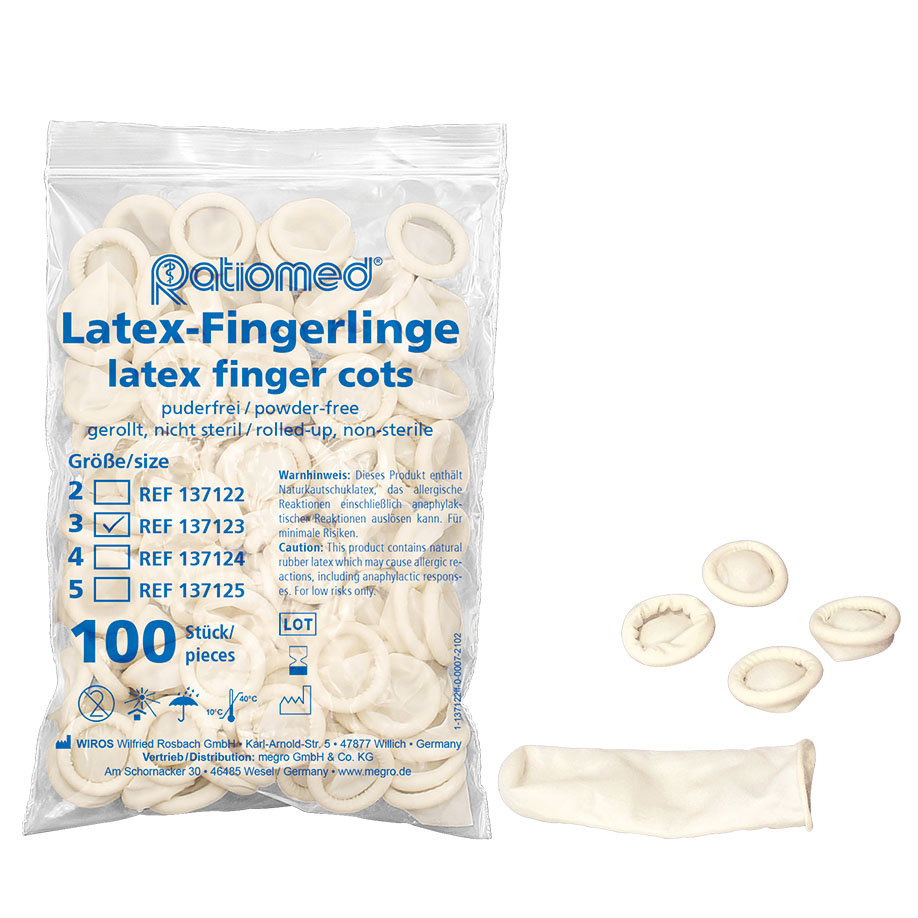 Fingerlinge ratiomed Latex M Gr. 3 (100 Stck.)