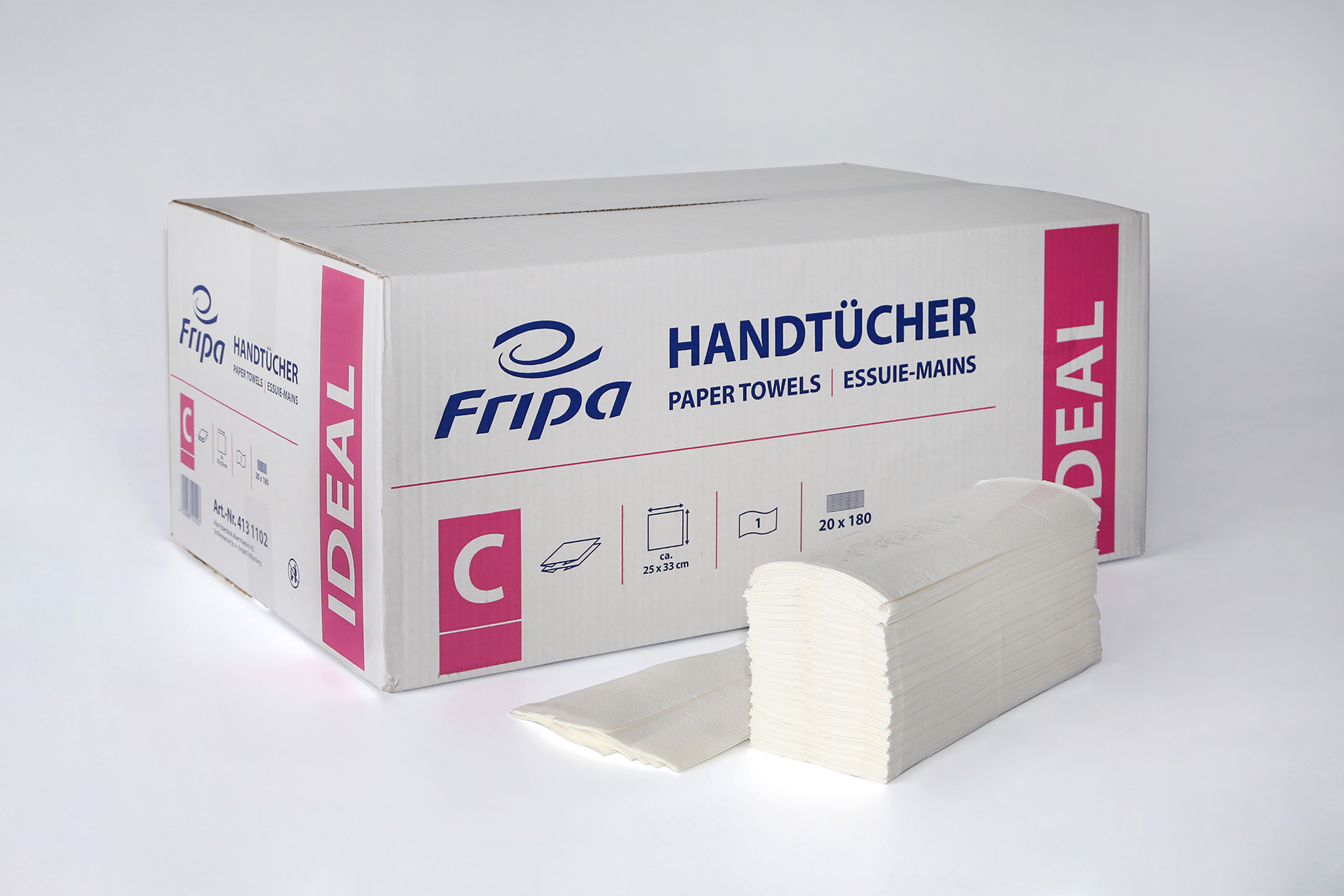 Fripa - Papierhandtücher Ideal 1-lagig hochweiß 25 x 33 cm (20 x 180 Stck.)