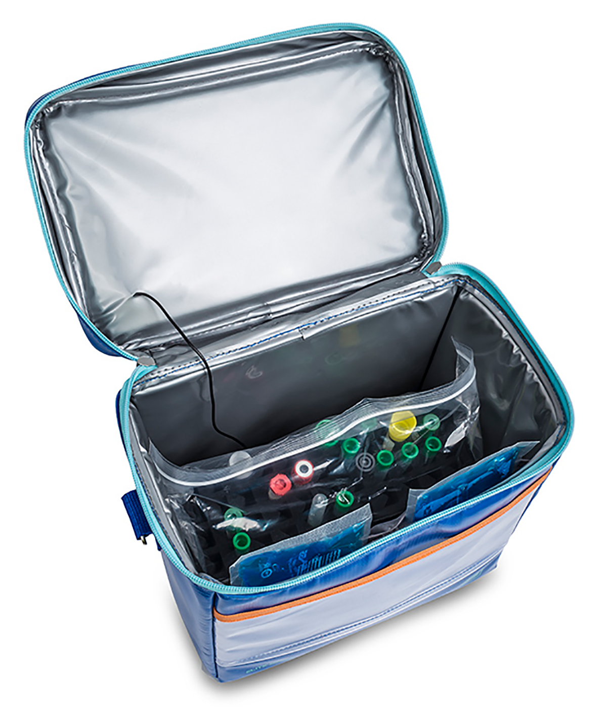 Elite Bags ROW'S XL Labortasche Plane Blau - Thermoisolierte Labortasche speziell zum Transport von Probenröhrchen zum Beispiel bei der Blutentnahme. 26 x 26 x 16 cm.