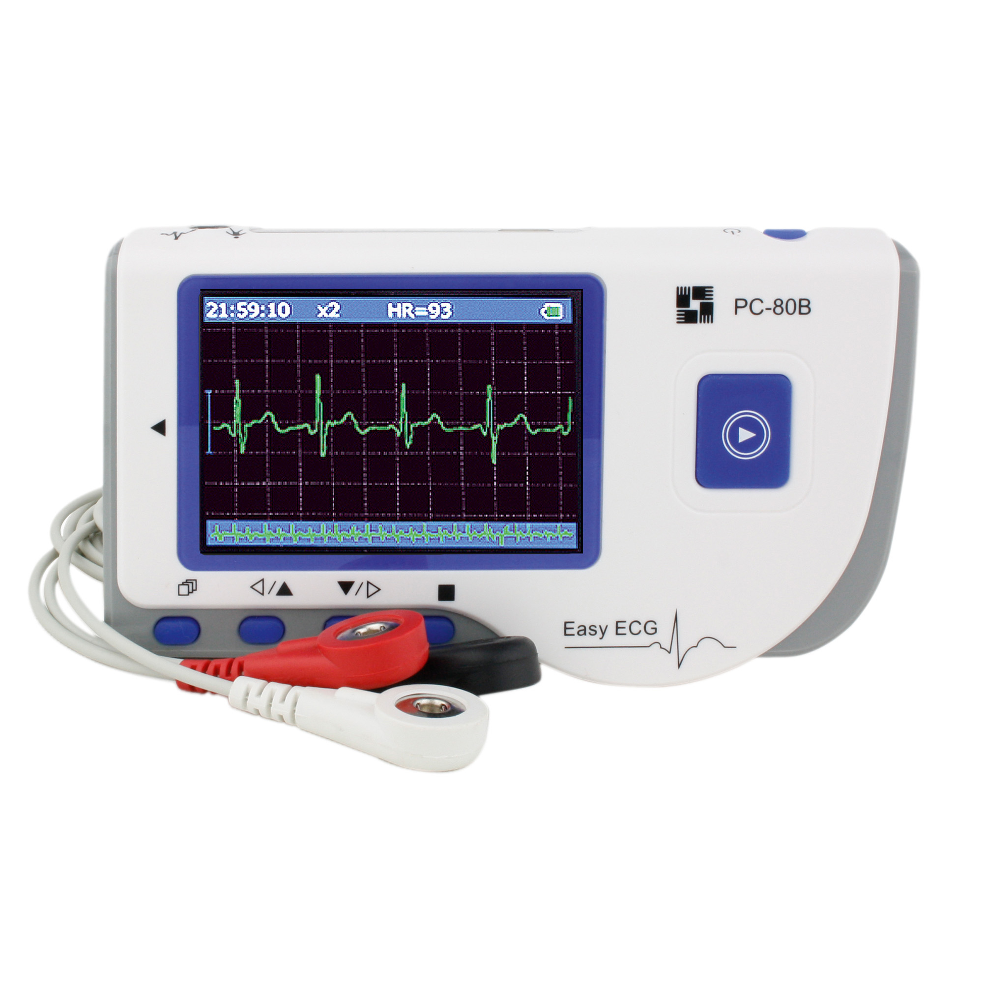 PC-80B EKG-Monitor EKG-Gerät mit Klebeelektroden und Kabel