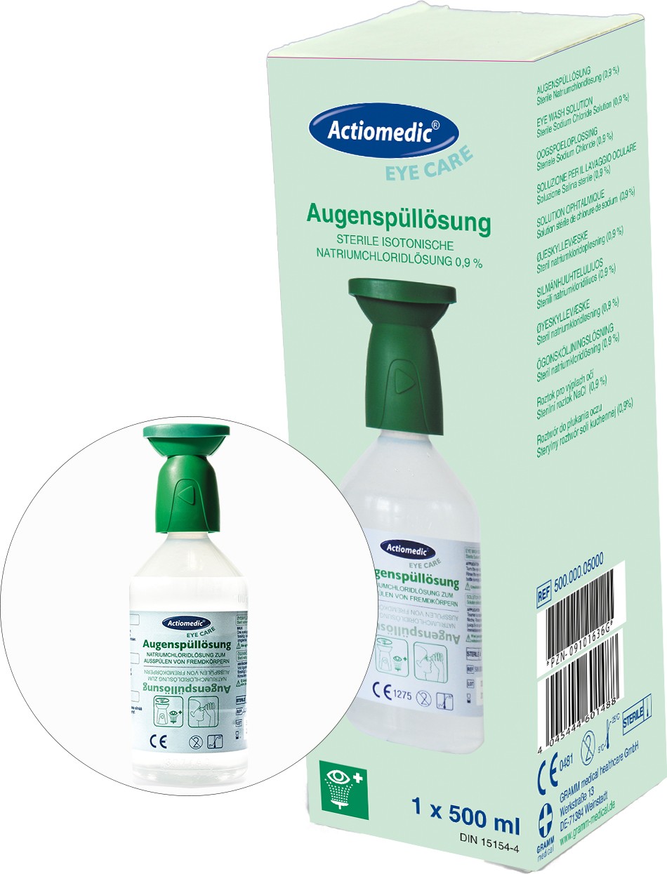 Actiomedic® EYE CARE Augenspülflasche mit NaCl 0,9% 500ml Einzelkarton