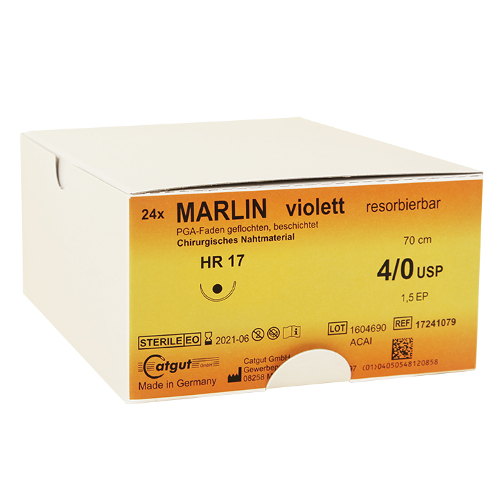MARLIN HR 17 4/0=1,5, violett, Nahtmaterial Fadenlänge 70 cm (24 Stck.)