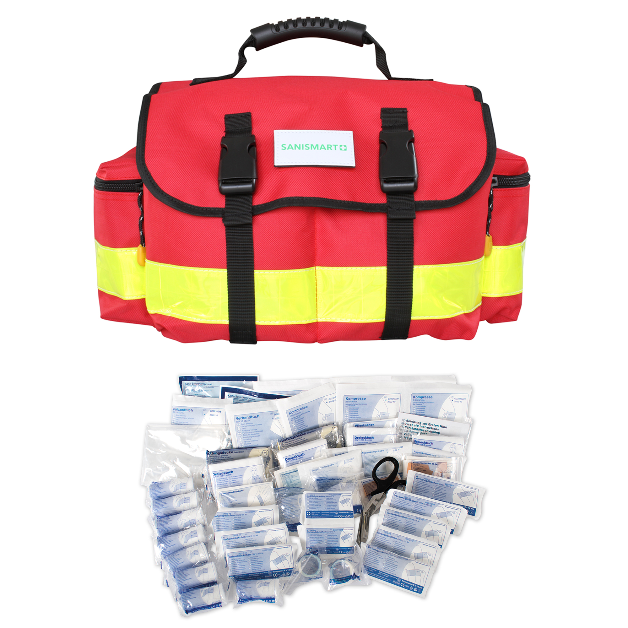 SANISMART Erste-Hilfe-Tasche Office Rot Nylon mit DIN Füllung 13169:2021-11