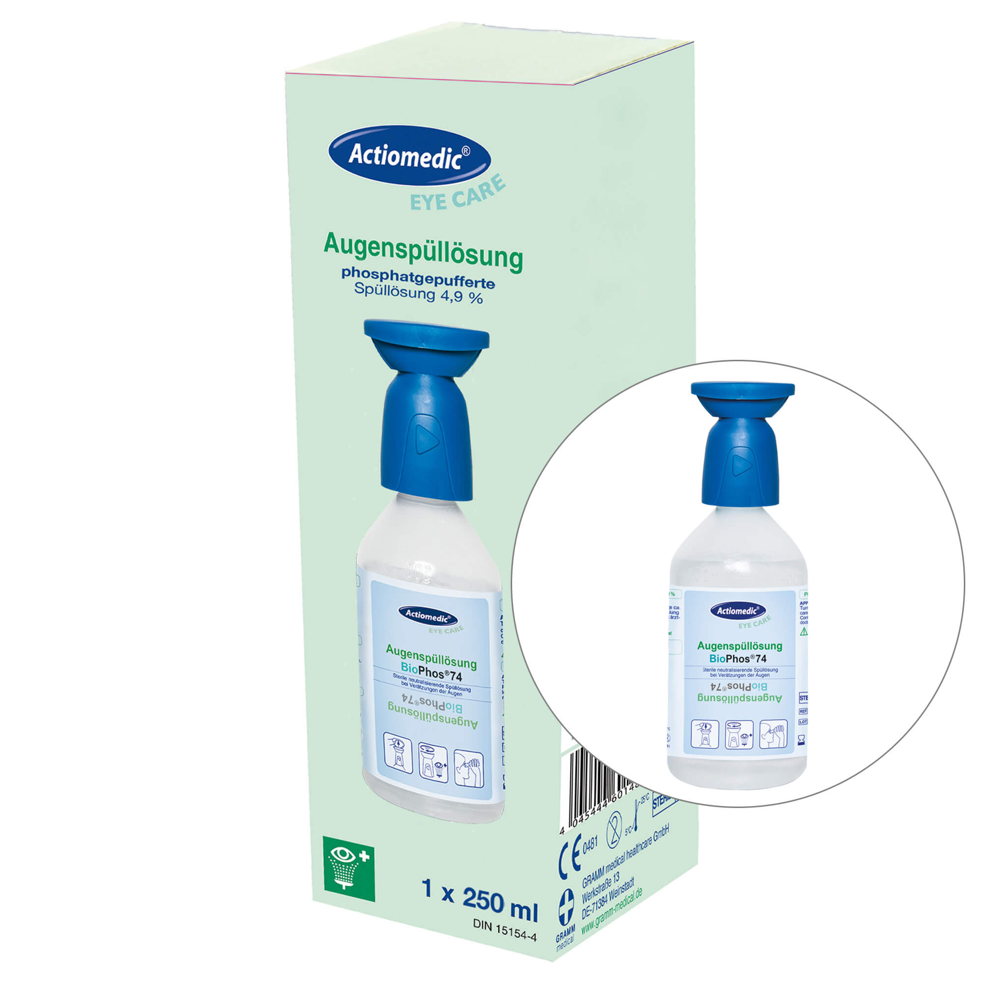 Actiomedic EYE CARE Augenspülflasche mit BioPhos74 250 ml Einzelkarton