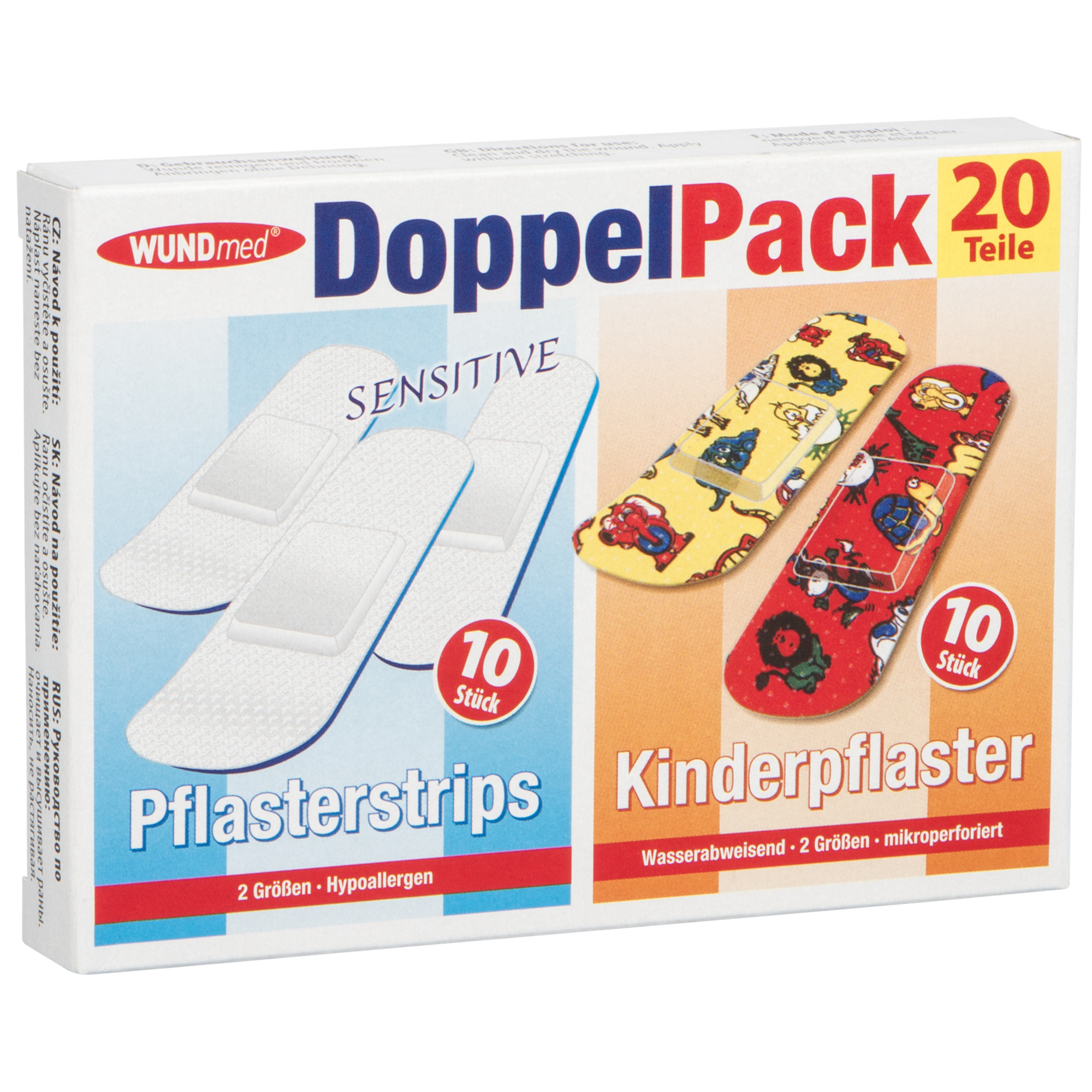 WUNDmed® Doppelpack 20-teilig Pflasterstrips + Kinderpflaster