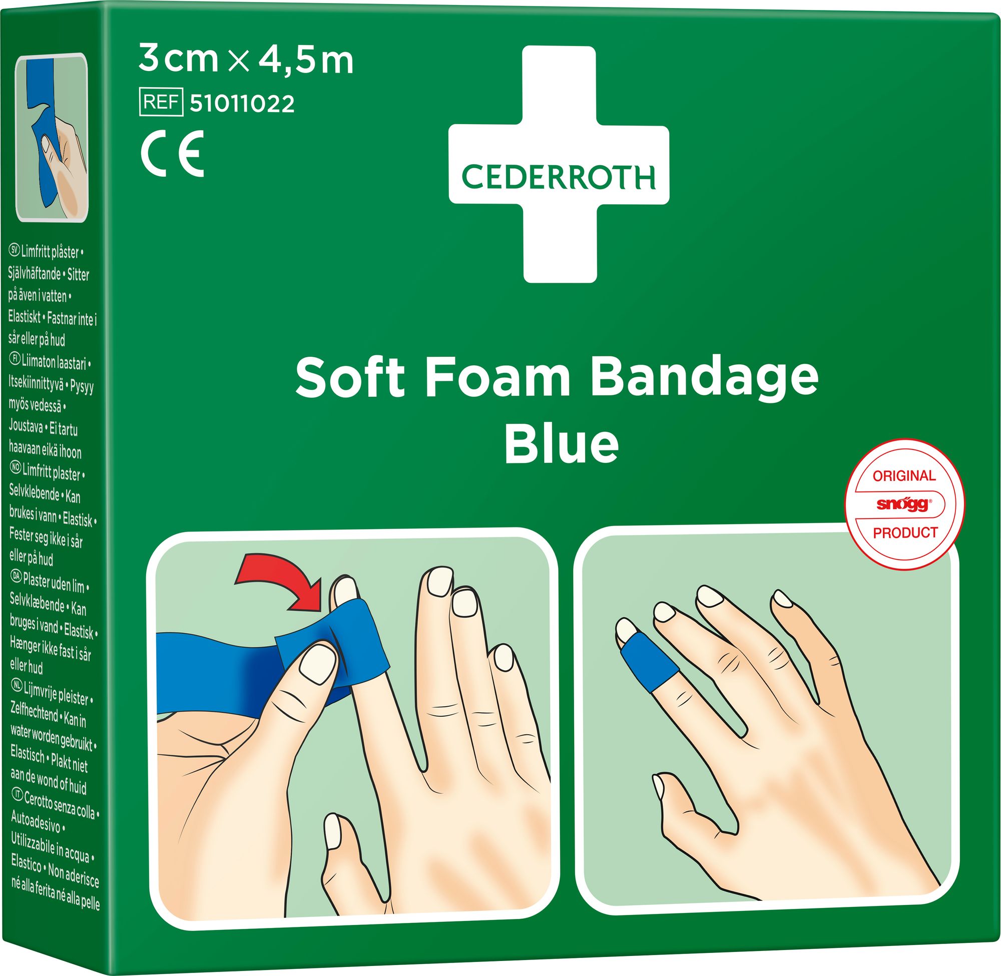Cederroth Soft Foam Bandage Blue selbstklebendes Pflaster 3 cm x 4,5 m