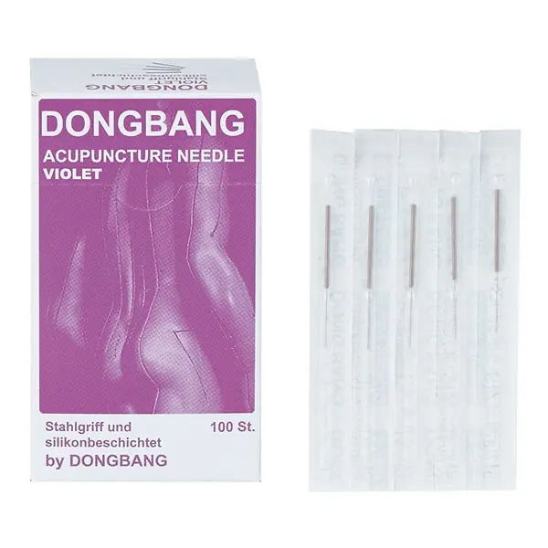 Pck. *Dongbang Akupunkturnadeln* violett 0,30 x 50mm, mit Stahlgriff