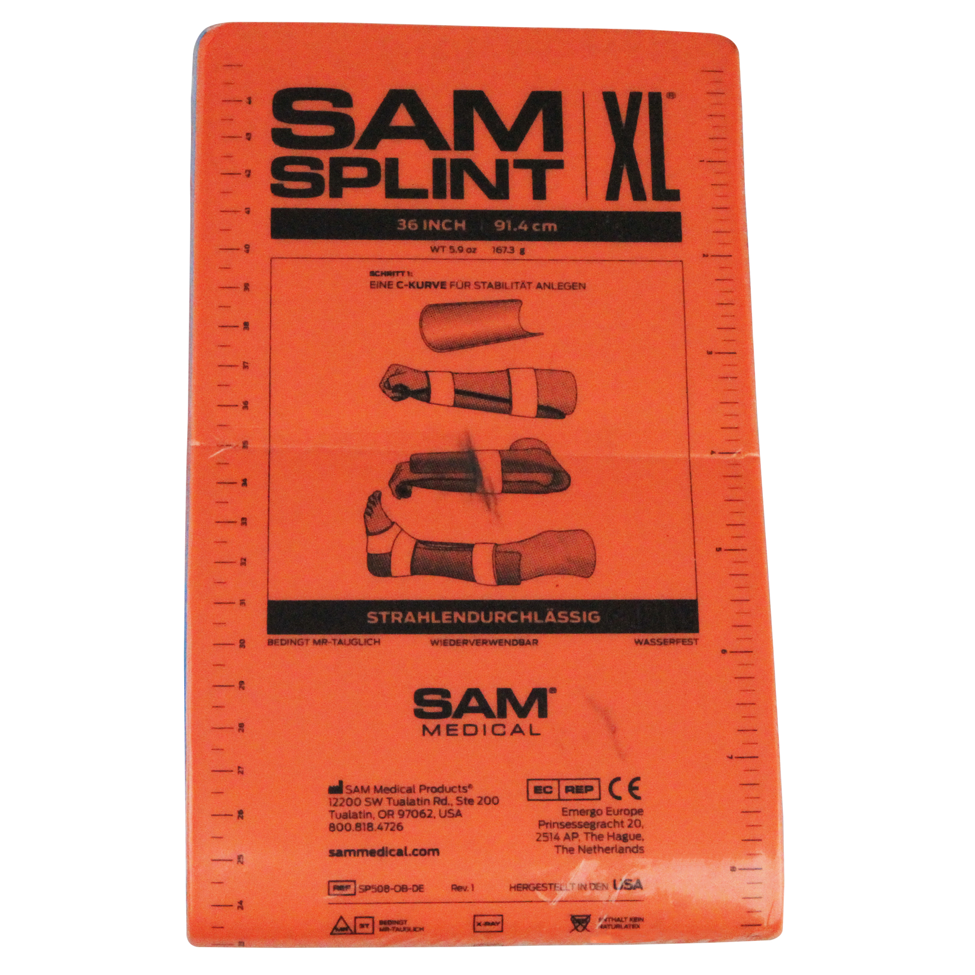 SAM Splint XL Schiene 14 x 91,44 cm orange/blau gefaltet