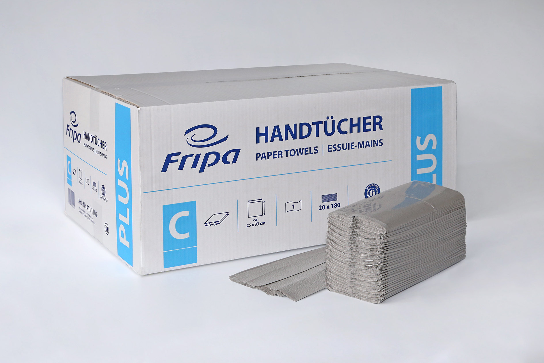 Fripa - Papierhandtücher Plus 1-lagig naturell 25 x 33 cm (20 x 180 Stck.)