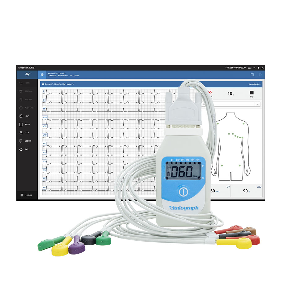 Vitalograph BT12 Ruhe-EKG Gerät mit Bluetooth und Spirotrac 6 Software
