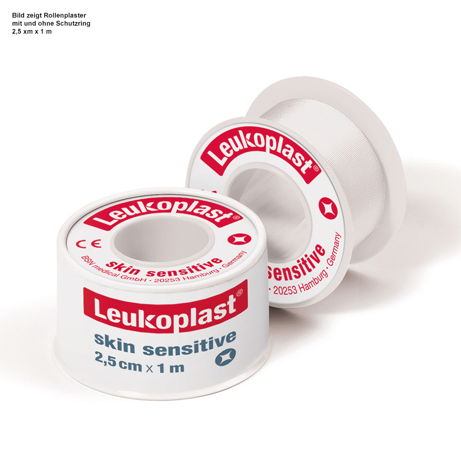 Leukoplast Skin Sensitive Rollenplaster im Schutzring, 2,6 m x 1,25 cm, weiß