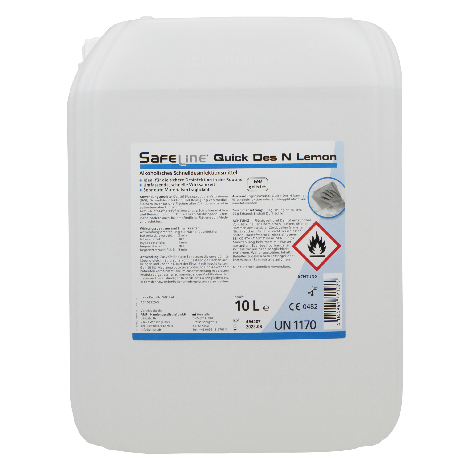 Safeline QUICK DES N Schnelldesinfektion 10 Liter