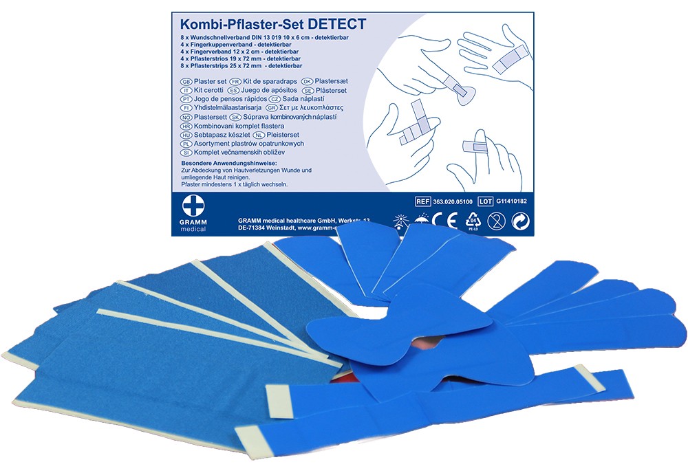 Actiomedic Kombi-Pflasterset DETECT Blau 42-teilig DIN 13157 und DIN 13169:2021