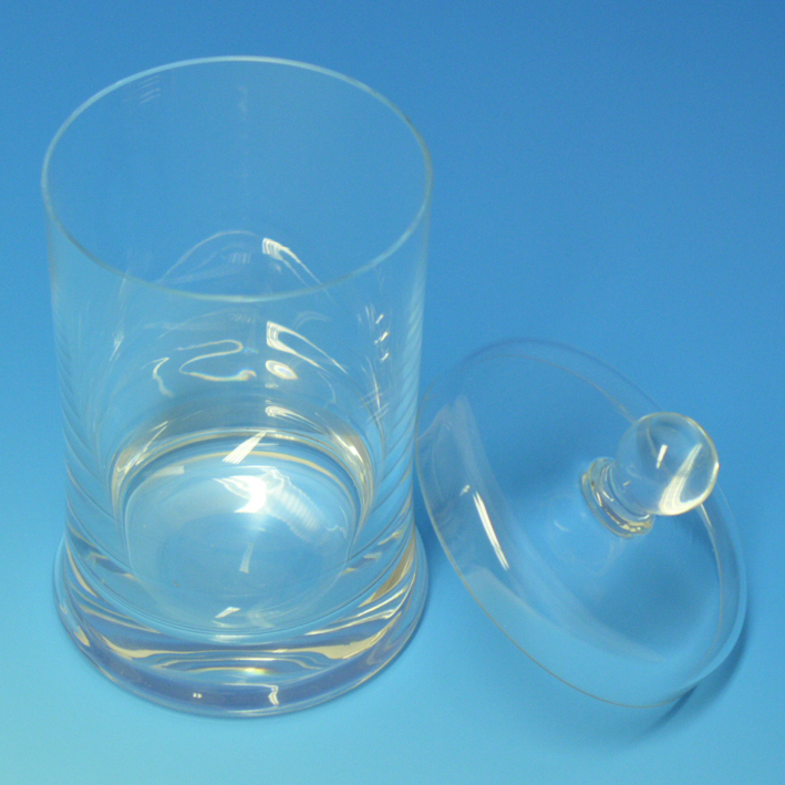 Glaszylinder mit Überfallglasdeckel mit Knopf ca. 8 x 8 cm Ø