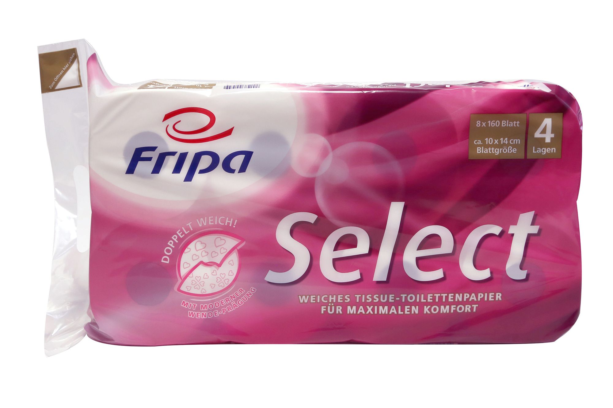 Fripa - Toilettenpapier select, 4-lagig (6 Pack à 8 x 160 Bl.)