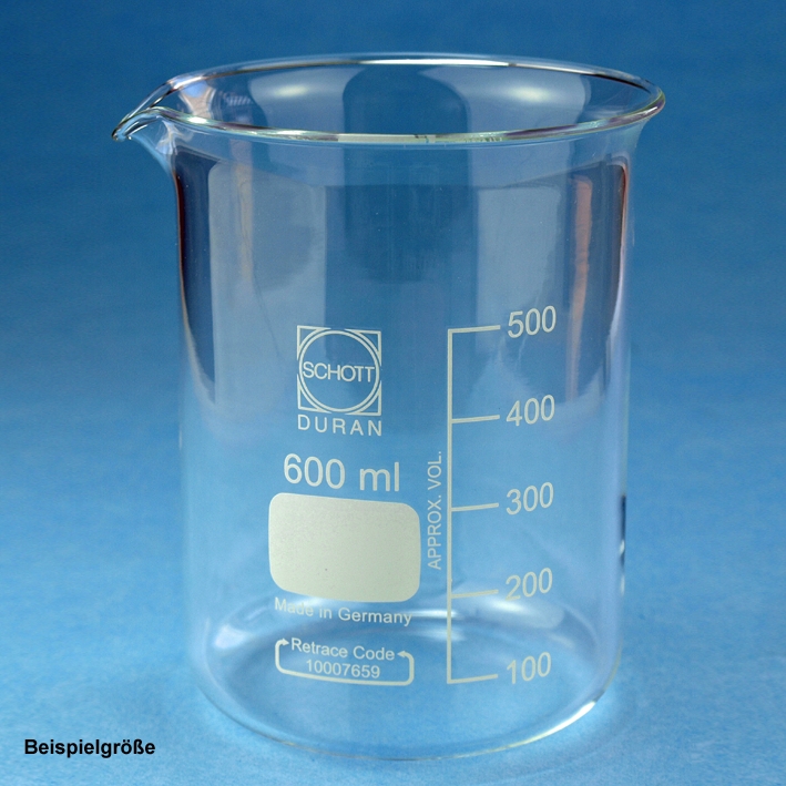 Becherglas mit Teilung 600 ml niedere Form