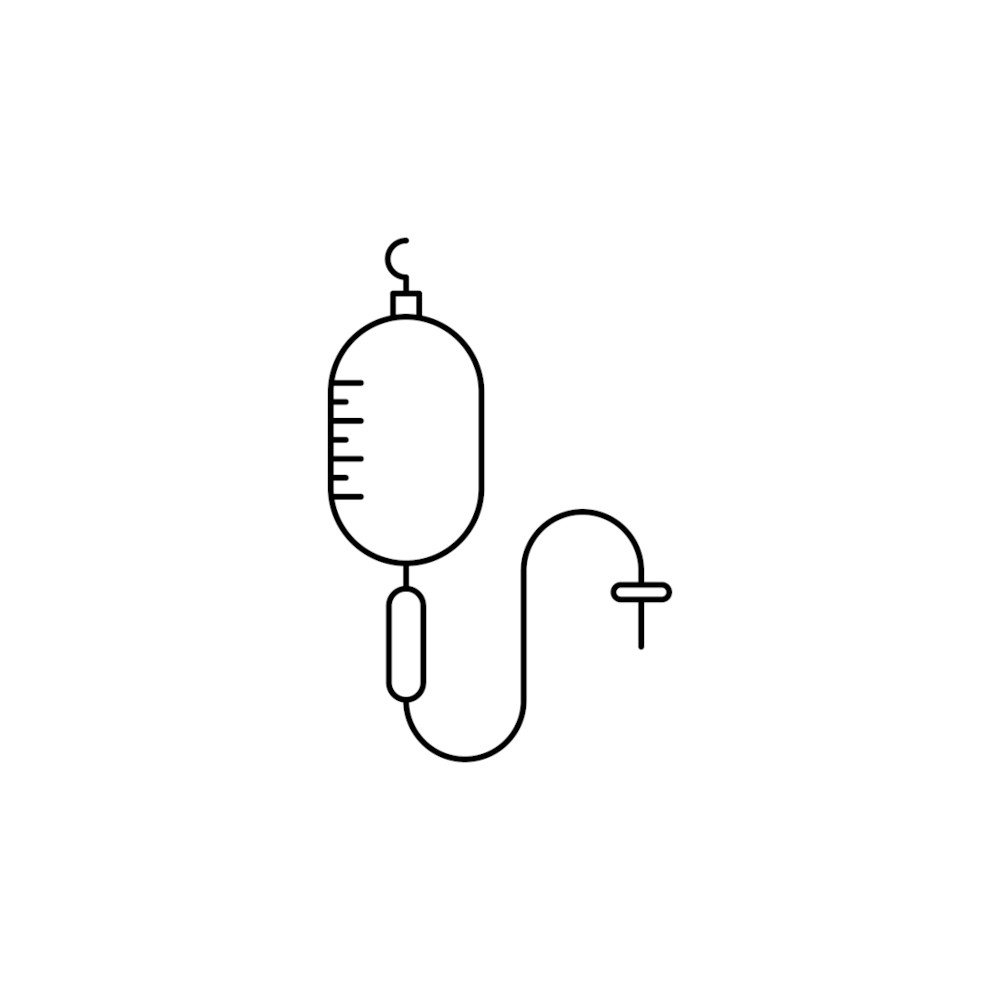 Ein Tropfbeutel als Symbol für die Verwendung vom Larynxtubus in der Anästhesie
