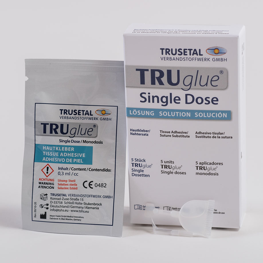 TRUGLUE Einmal-Haut- und Wundkleber Single Dosen (5 Dosetten à 0,3 ml)
