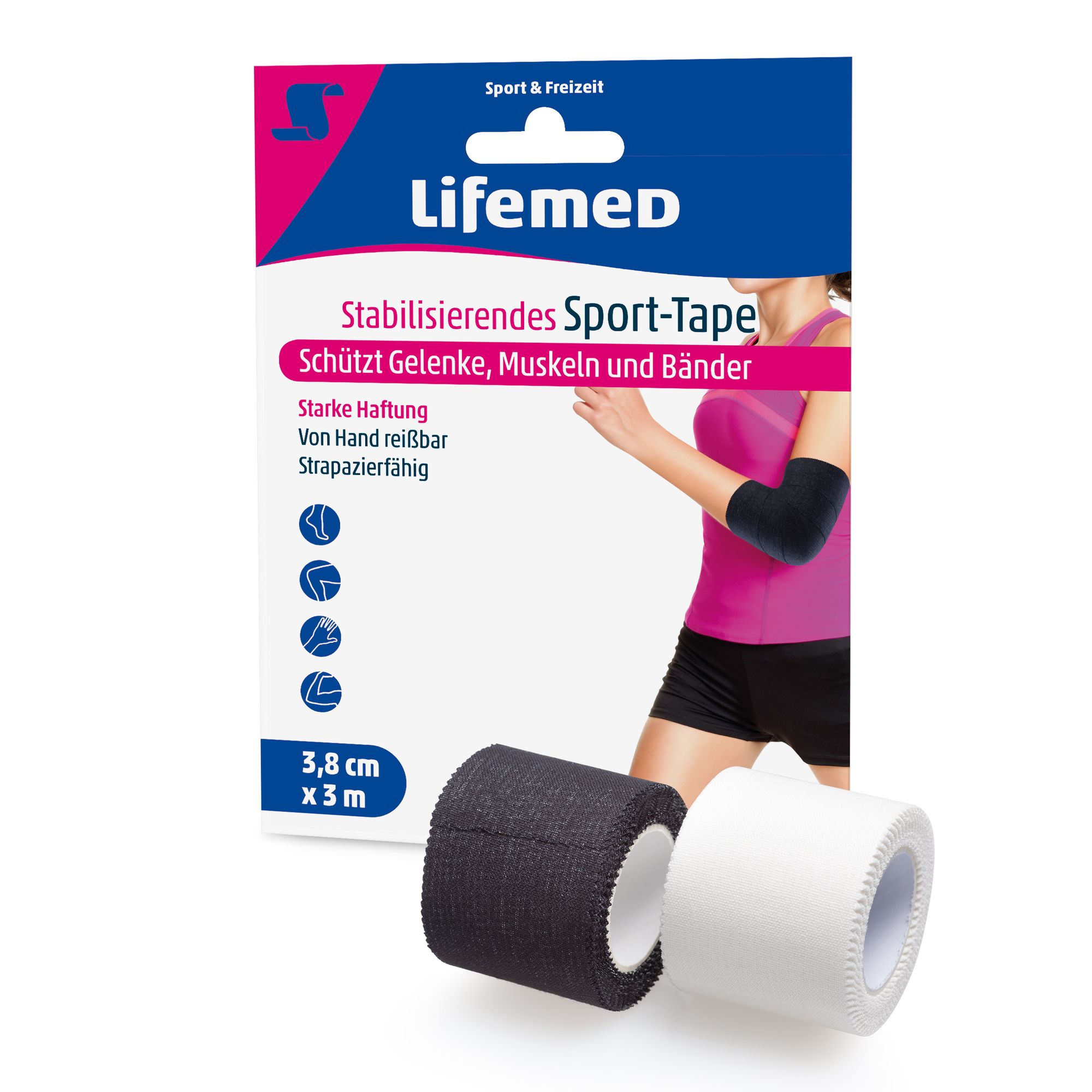 Lifemed 10 Stabilisierende Sport-Tapes 3 m x 3,8 cm 