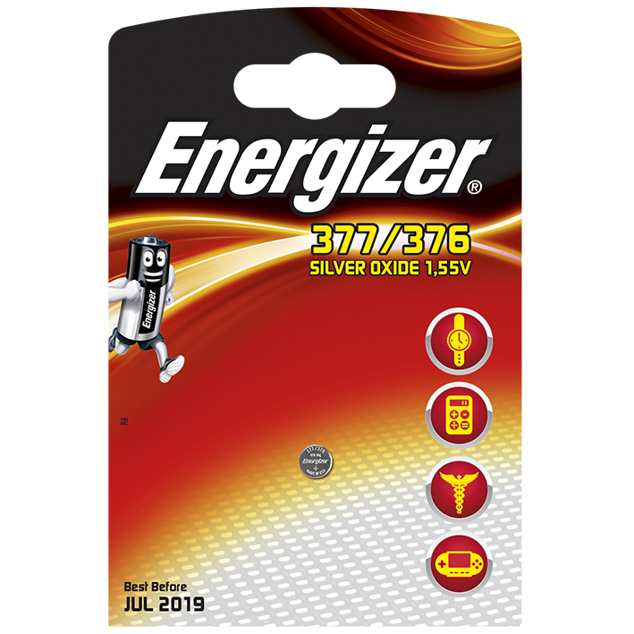 Energizer Uhren-Batterie 377/376 Typ SR66/SR626W, 1,55 V
