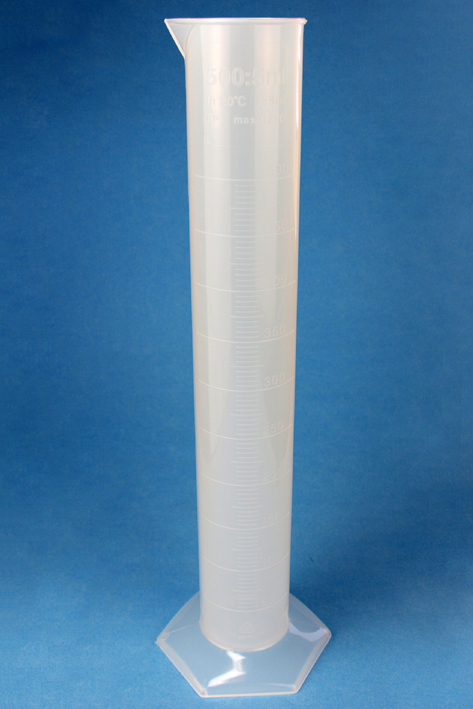 Messzylinder 100 ml, Sechskantfuß, hohe Form, erhabene Skala