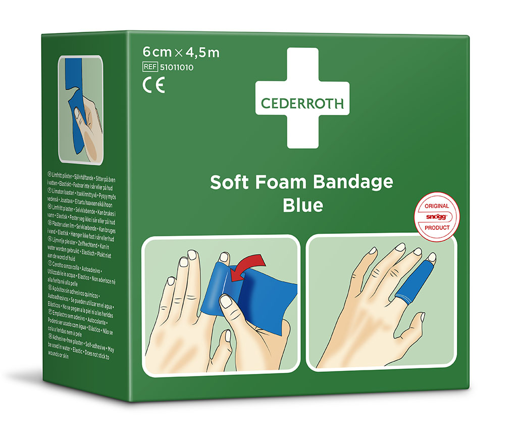 Cederroth Soft Foam Bandage Blue selbstklebendes Pflaster 6 cm x 4,5 m