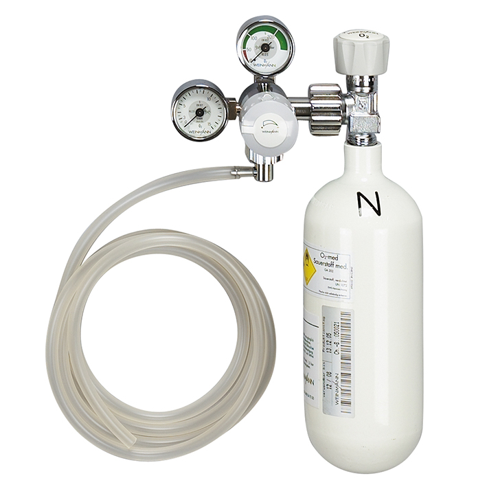 Sauerstoff-Gerät mit Sauerstoff-Flasche 0,8 Ltr. leer