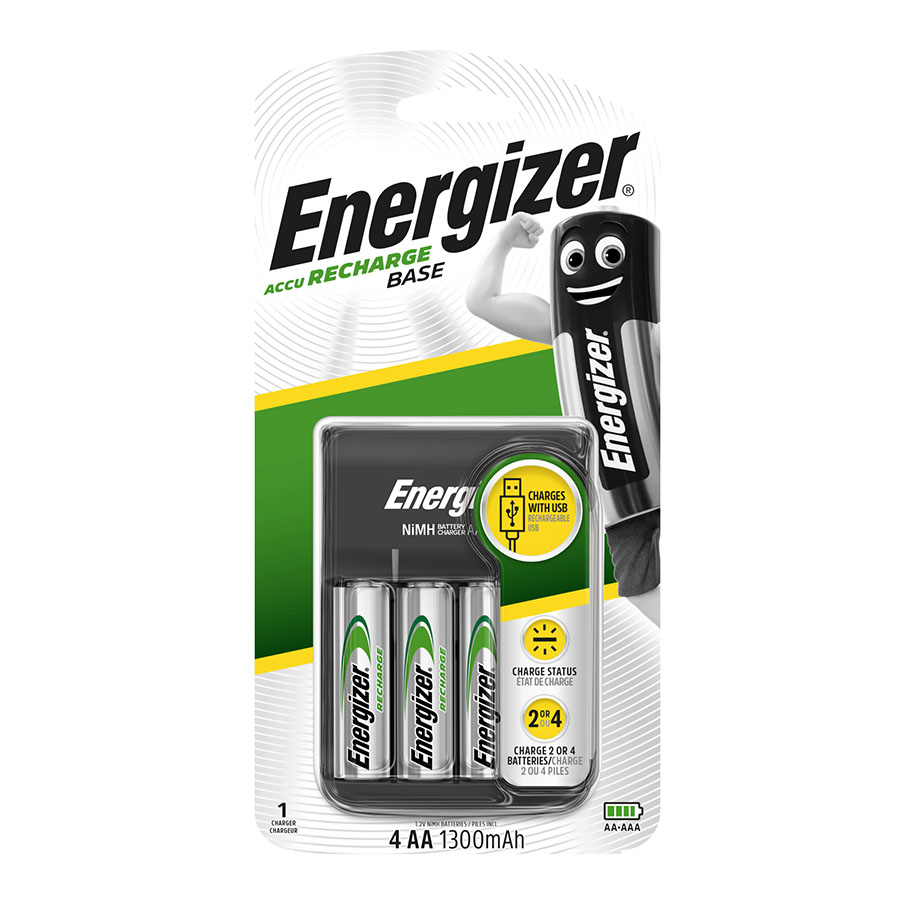 Energizer Ladegerät Base Charger inkl. 4 Universal Mignon AA 1,2 V